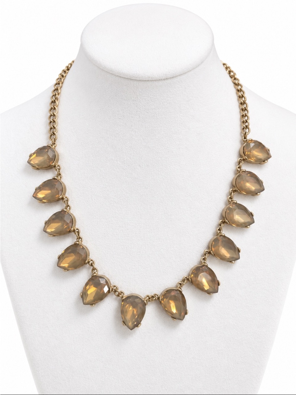 Champagne Teardrop Faceted Gold-Tone Statement Necklace